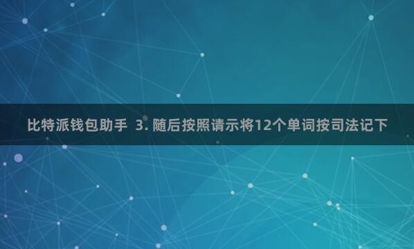比特派钱包助手  3. 随后按照请示将12个单词按司法记下